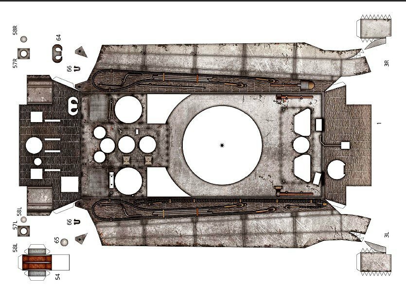 Схемы деталей танка Тигр II из бумаги №2